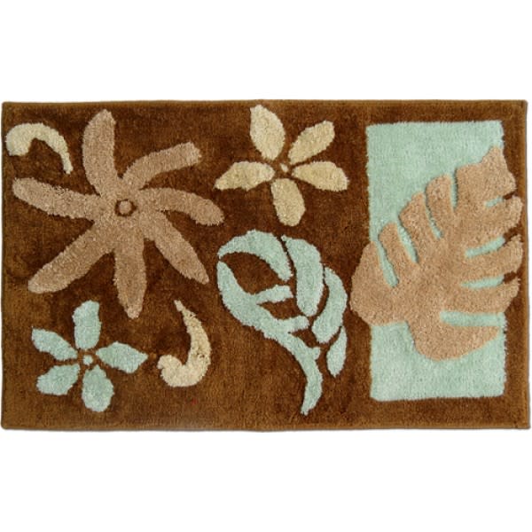 Tiare Rug - Brown 21"x 34" - Floral Design Tiare Rug - Brown 21"x 34" - Floral Design